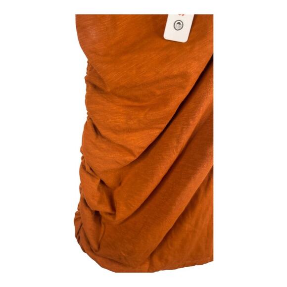 Sundry Asymmetrical Ruched Mini Dress Stretchy Jersey Lighweight Rust Boho Sz 0 - Picture 8 of 15
